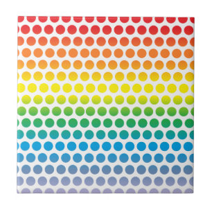 Rainbow Polka Dots White Fliese
