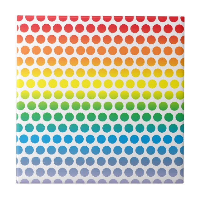 Rainbow Polka Dots White Fliese (Vorderseite)