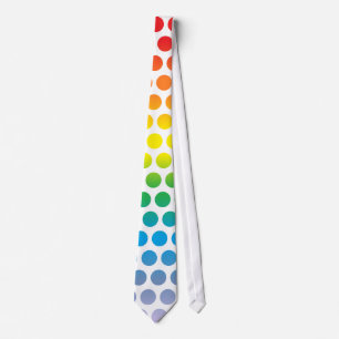 Rainbow Polka Dots White Krawatte