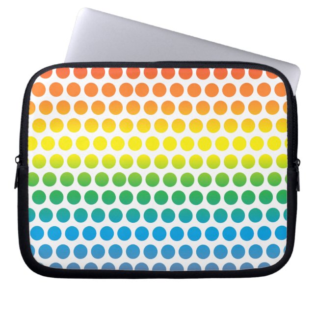 Rainbow Polka Dots White Laptopschutzhülle (Vorderseite)