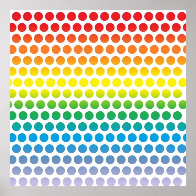 Rainbow Polka Dots White Poster (Vorne)