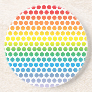 Rainbow Polka Dots White Sandstein Untersetzer