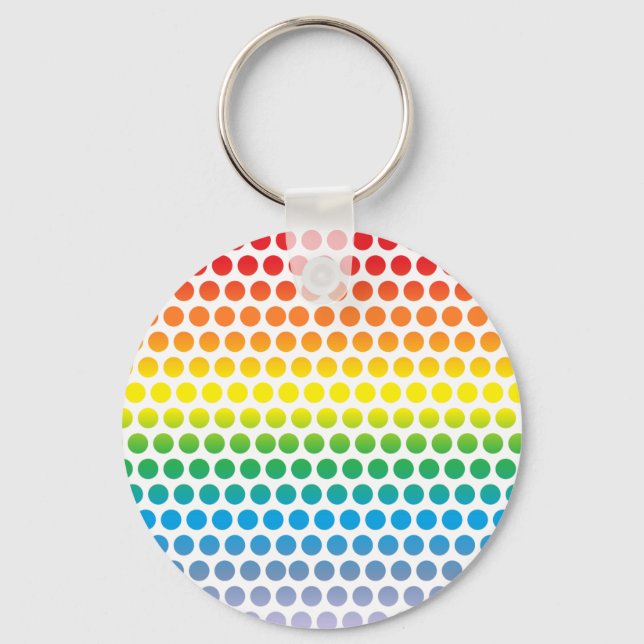 Rainbow Polka Dots White Schlüsselanhänger (Vorderseite)