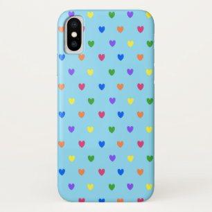 Rainbow-Polka-Herzen auf Babyblau Case-Mate iPhone Hülle