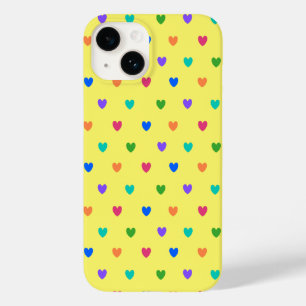 Rainbow-Polka-Herzen auf Gelb Case-Mate iPhone 14 Hülle