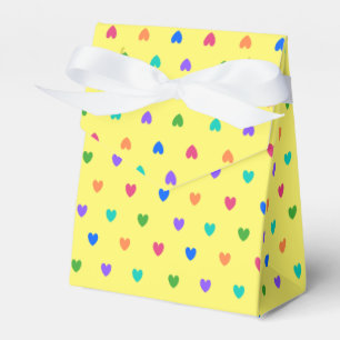 Rainbow-Polka-Herzen auf Gelb Geschenkschachtel