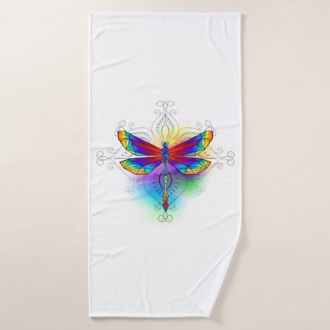 Rainbow Polygonal Dragonfly Badehandtuch (Badehandtuch)