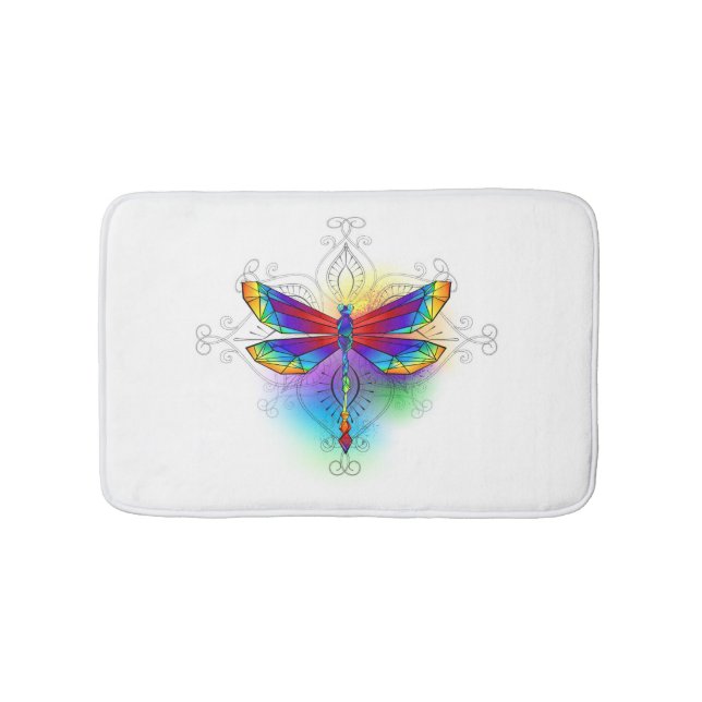 Rainbow Polygonal Dragonfly Badematte (Vorderseite)
