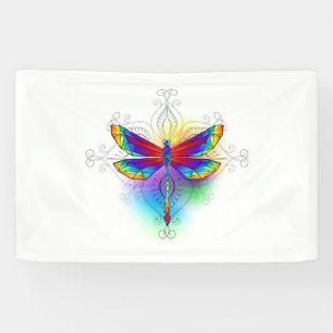 Rainbow Polygonal Dragonfly Banner