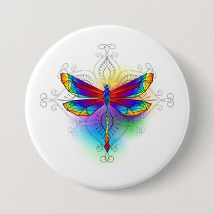 Rainbow Polygonal Dragonfly Button