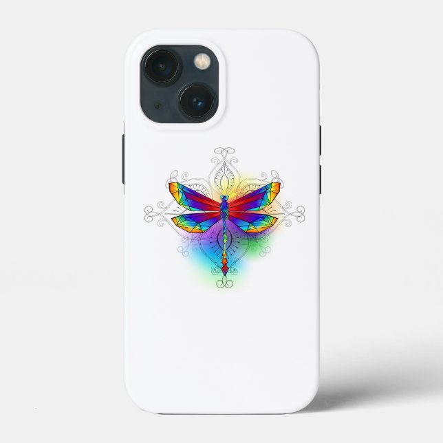 Rainbow Polygonal Dragonfly Case-Mate iPhone Hülle (Rückseite)