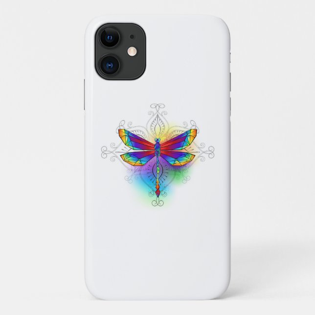 Rainbow Polygonal Dragonfly Case-Mate iPhone Hülle (Rückseite)