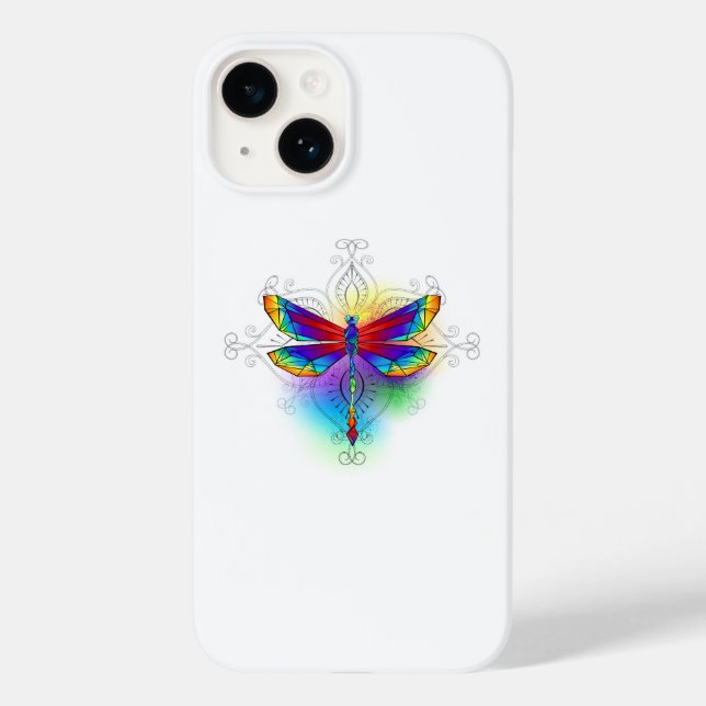 Rainbow Polygonal Dragonfly Case-Mate iPhone Hülle (Rückseite)