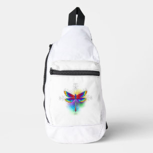 Rainbow Polygonal Dragonfly Crossbody Bag
