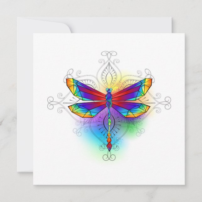 Rainbow Polygonal Dragonfly Dankeskarte (Vorderseite)