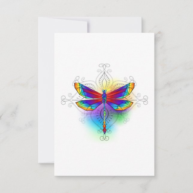 Rainbow Polygonal Dragonfly Dankeskarte (Vorderseite)