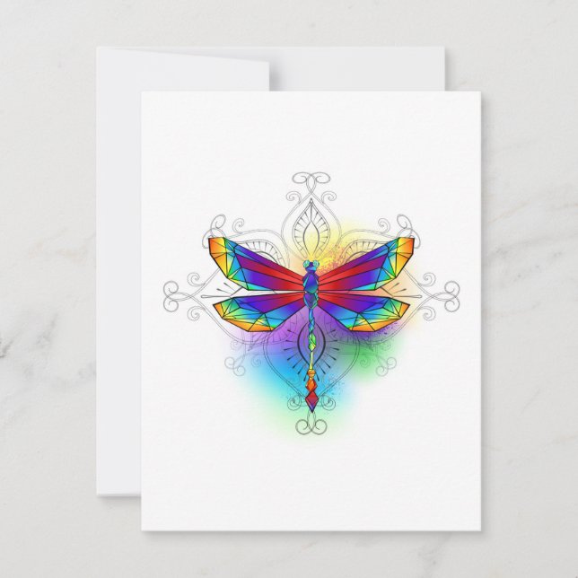 Rainbow Polygonal Dragonfly Dankeskarte (Vorderseite)