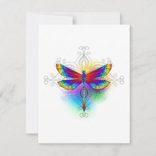 Rainbow Polygonal Dragonfly Dankeskarte