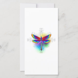 Rainbow Polygonal Dragonfly Dankeskarte