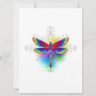 Rainbow Polygonal Dragonfly Einladung