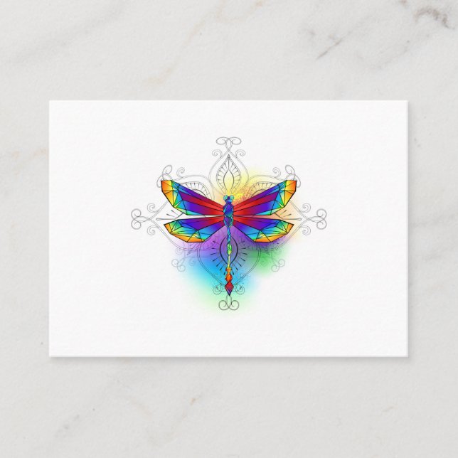 Rainbow Polygonal Dragonfly Empfehlungskarte (Vorderseite)
