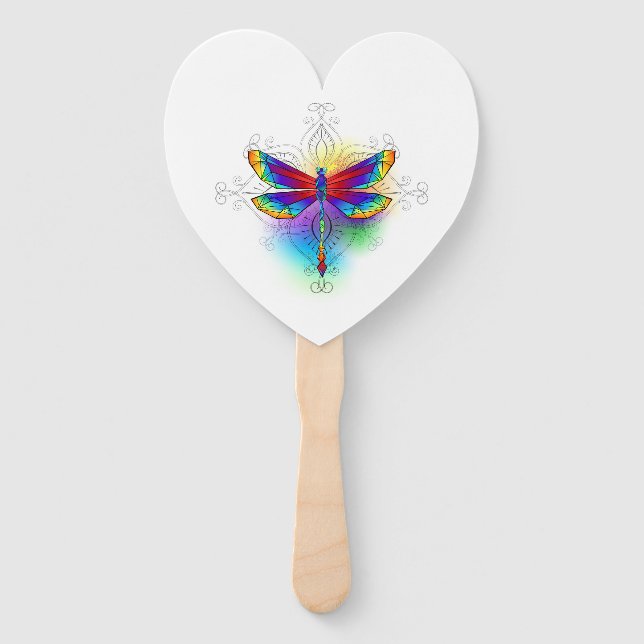 Rainbow Polygonal Dragonfly Fächer (Vorderseite)