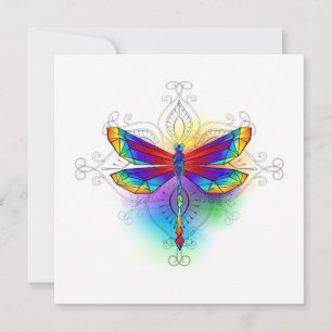 Rainbow Polygonal Dragonfly Feiertagskarte
