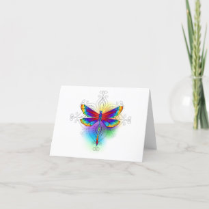Rainbow Polygonal Dragonfly Feiertagskarte