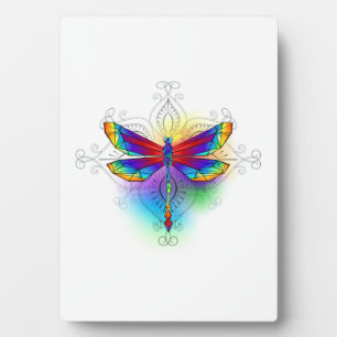 Rainbow Polygonal Dragonfly Fotoplatte