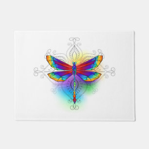 Rainbow Polygonal Dragonfly Fußmatte