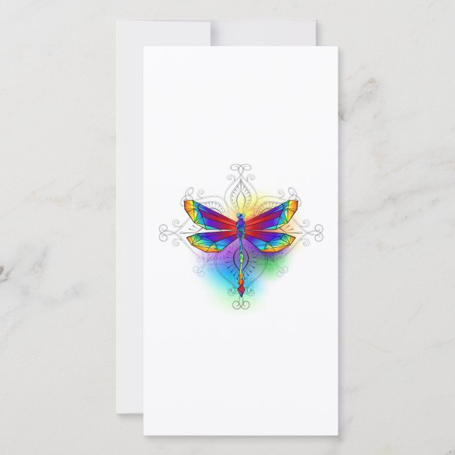 Rainbow Polygonal Dragonfly Karte (Vorderseite)