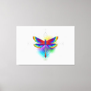 Rainbow Polygonal Dragonfly Leinwanddruck