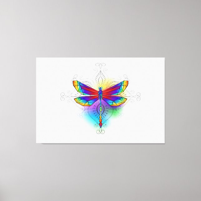 Rainbow Polygonal Dragonfly Leinwanddruck (Vorderseite)