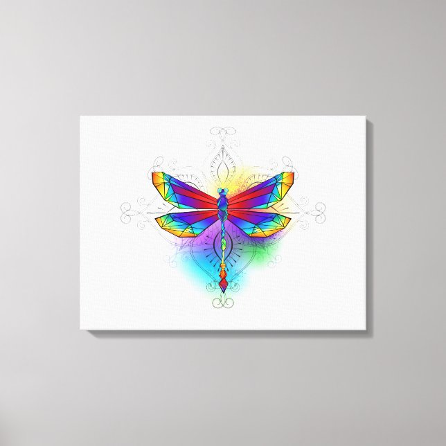 Rainbow Polygonal Dragonfly Leinwanddruck (Vorderseite)