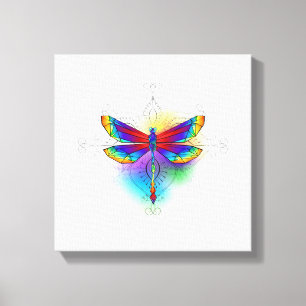 Rainbow Polygonal Dragonfly Leinwanddruck