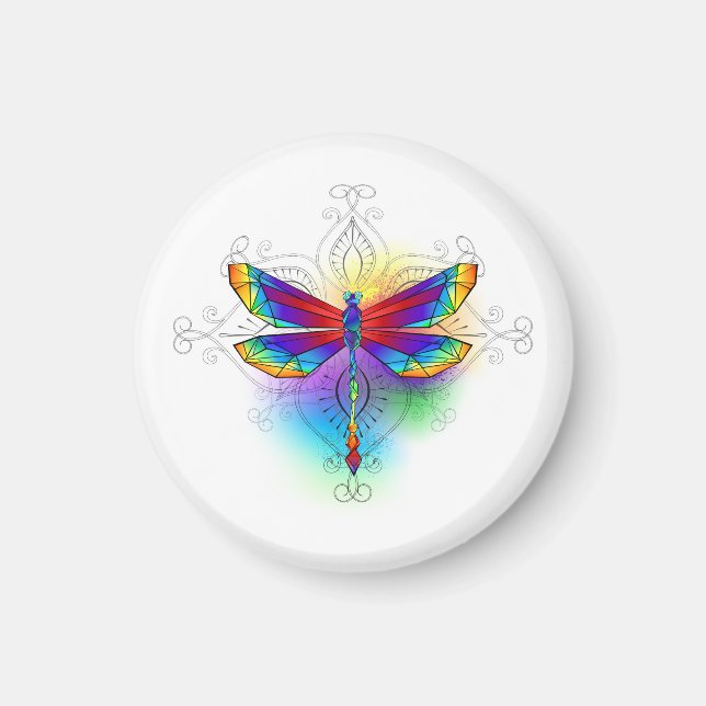 Rainbow Polygonal Dragonfly Magnet (Vorne)