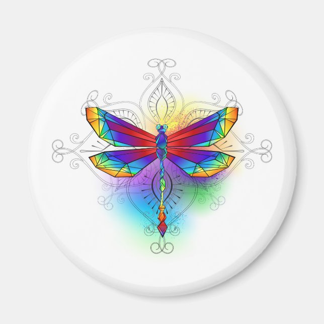 Rainbow Polygonal Dragonfly Magnet (Vorne)