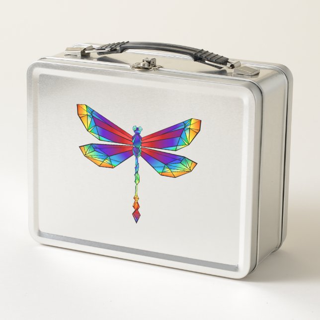 Rainbow Polygonal Dragonfly Metall Brotdose (Vorderseite)