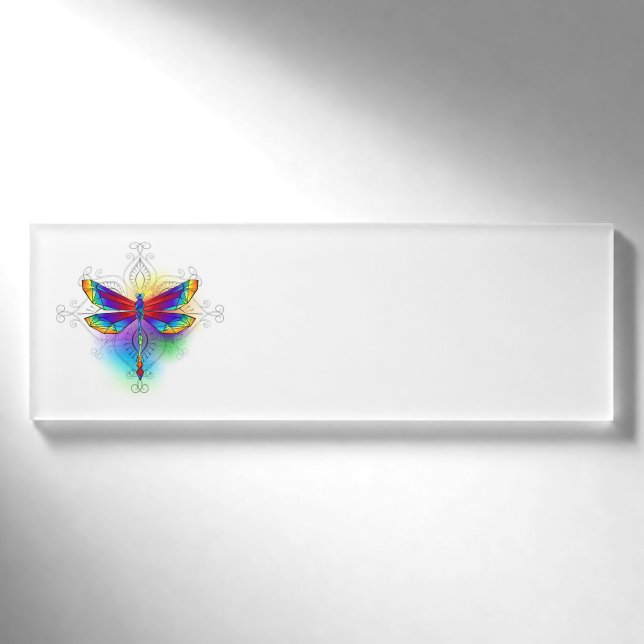 Rainbow Polygonal Dragonfly Namenschild (Vorderseite)