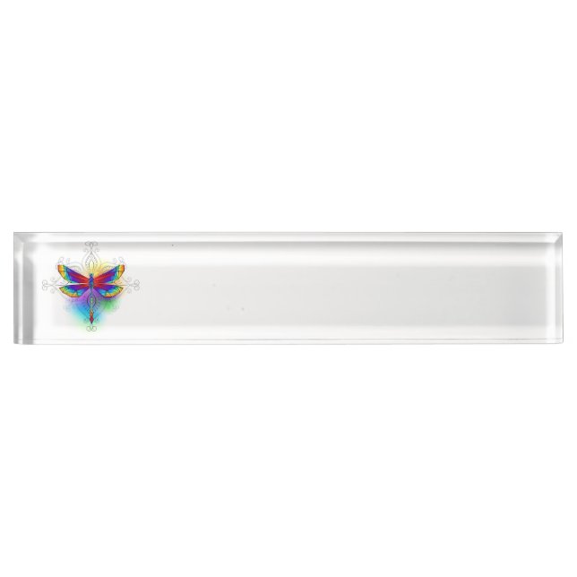 Rainbow Polygonal Dragonfly Namensplakette (Vorderseite)
