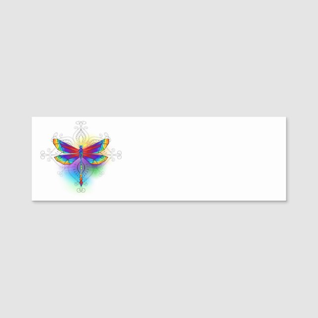 Rainbow Polygonal Dragonfly Namensschild (Vorderseite)