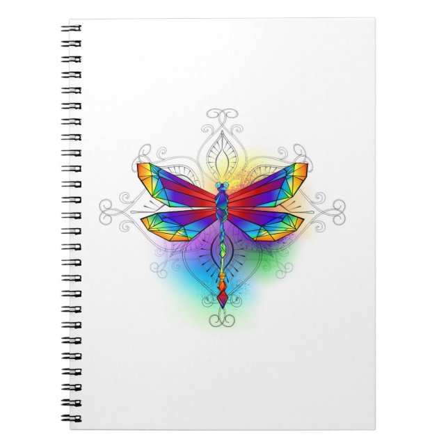 Rainbow Polygonal Dragonfly Notizblock (Vorderseite)