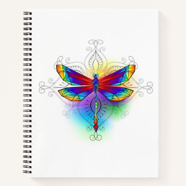 Rainbow Polygonal Dragonfly Notizbuch (Vorderseite)