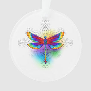 Rainbow Polygonal Dragonfly Ornament