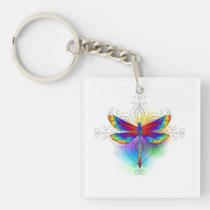 Rainbow Polygonal Dragonfly Schlüsselanhänger