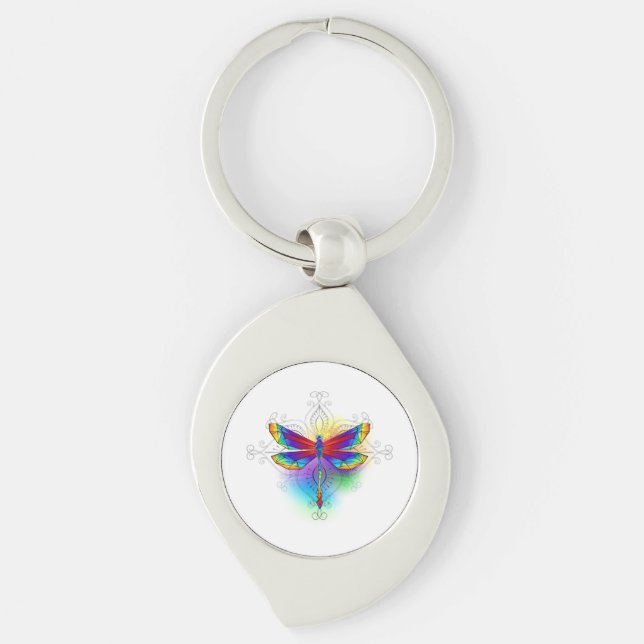 Rainbow Polygonal Dragonfly Schlüsselanhänger (Vorderseite)