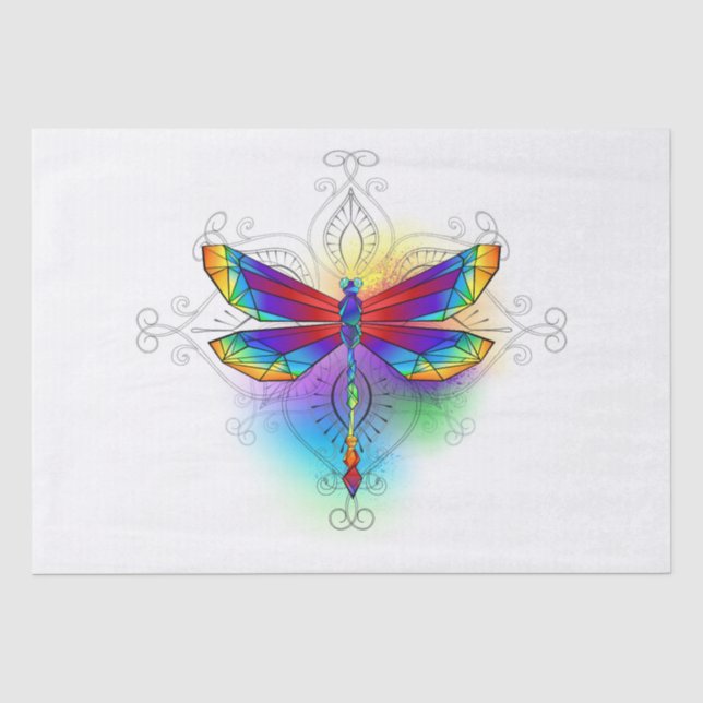 Rainbow Polygonal Dragonfly Seidenpapier (Vorderseite)