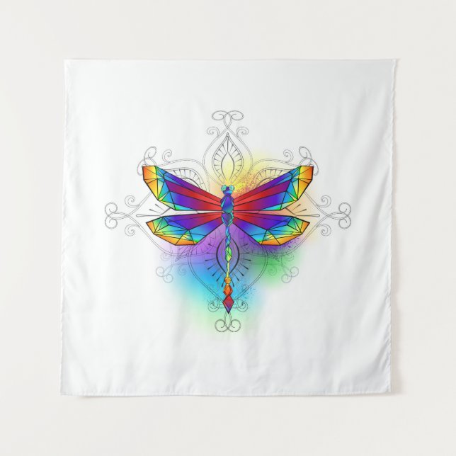Rainbow Polygonal Dragonfly Wandteppich (Vorderseite)