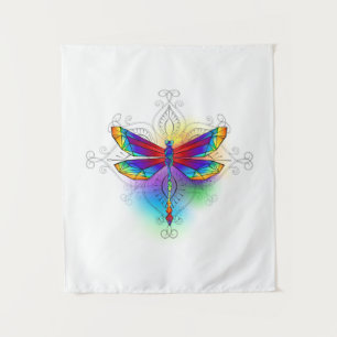 Rainbow Polygonal Dragonfly Wandteppich