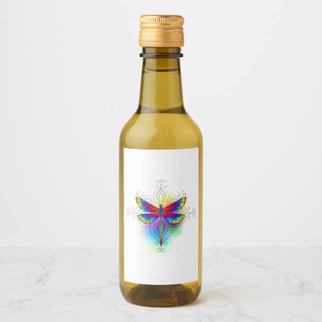 Rainbow Polygonal Dragonfly Weinetikett (Vorderseite)